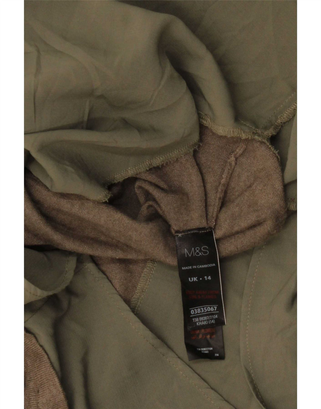 Marks & Spencer Damen Pullover-Hemd UK 14 Large Khaki Viskose