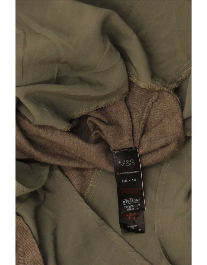 Marks & Spencer Damen Pullover-Hemd UK 14 Large Khaki Viskose