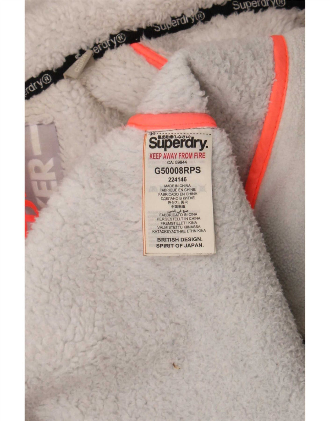 Superdry Damen-Windbreakerjacke mit Kapuze, UK 16, Größe L, grau, Polyester