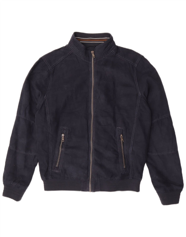 Zara Herren Bomberjacke UK 36 Small Marineblau Polyester