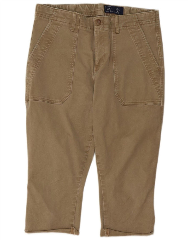 Gap Damen Caprihose US 8 Medium W30 L17 Khaki Baumwolle