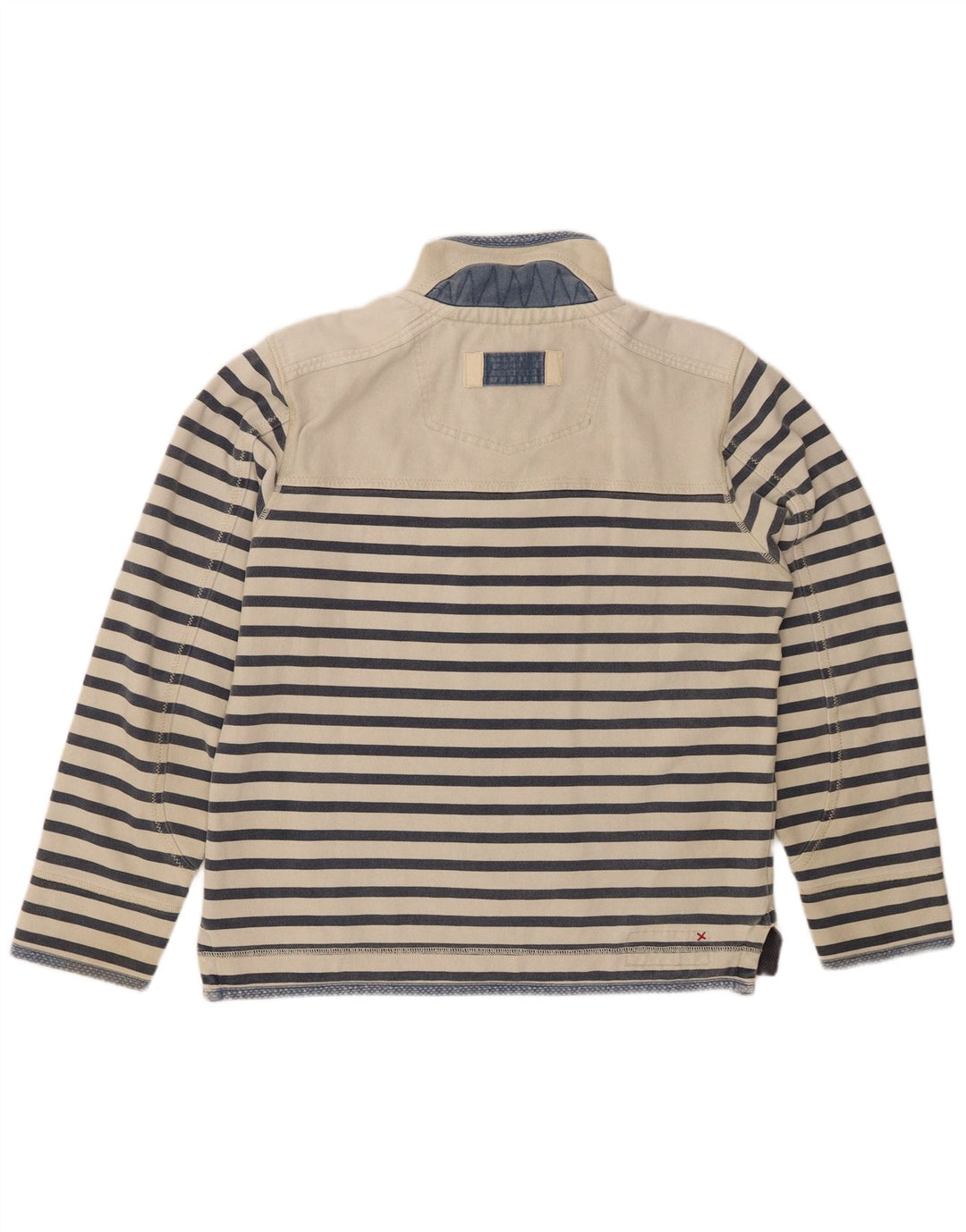 FAT FACE Herren-Sweatshirt mit Reißverschluss am Hals, Größe S, cremefarben, gestreift, aus Baumwolle