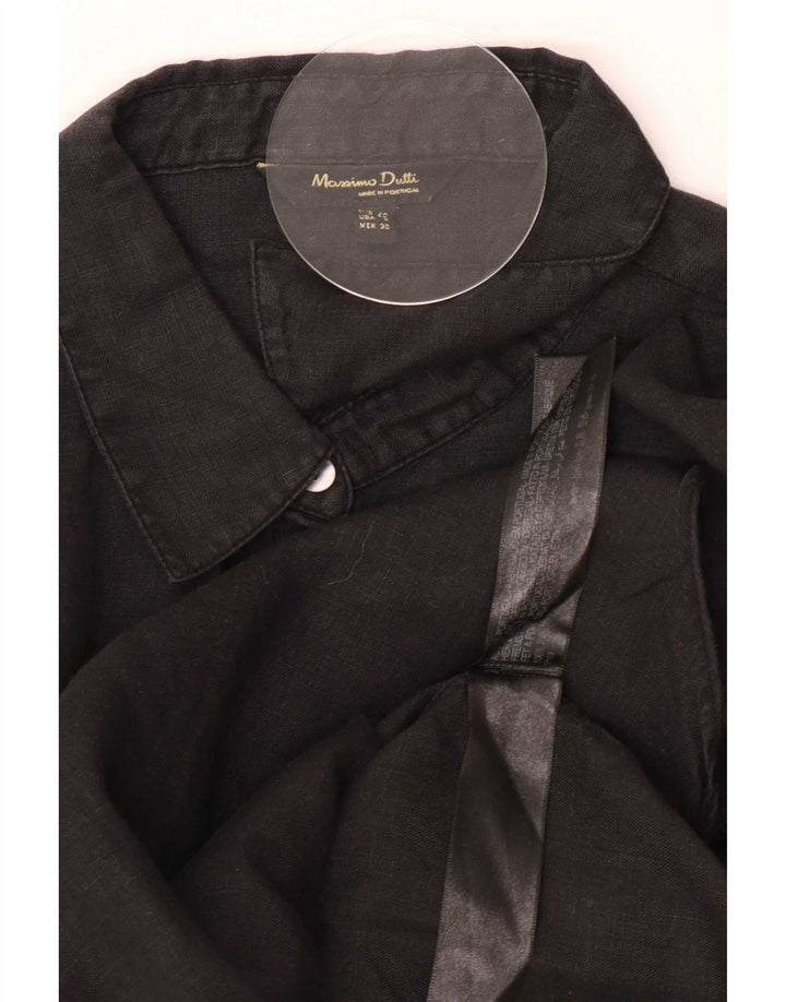 Massimo Dutti Damen Hemd EU 40 Mittelschwarzes Leinen