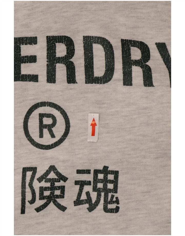Superdry Herren Grafik-Kapuzenpullover aus mittelgrauer Baumwolle