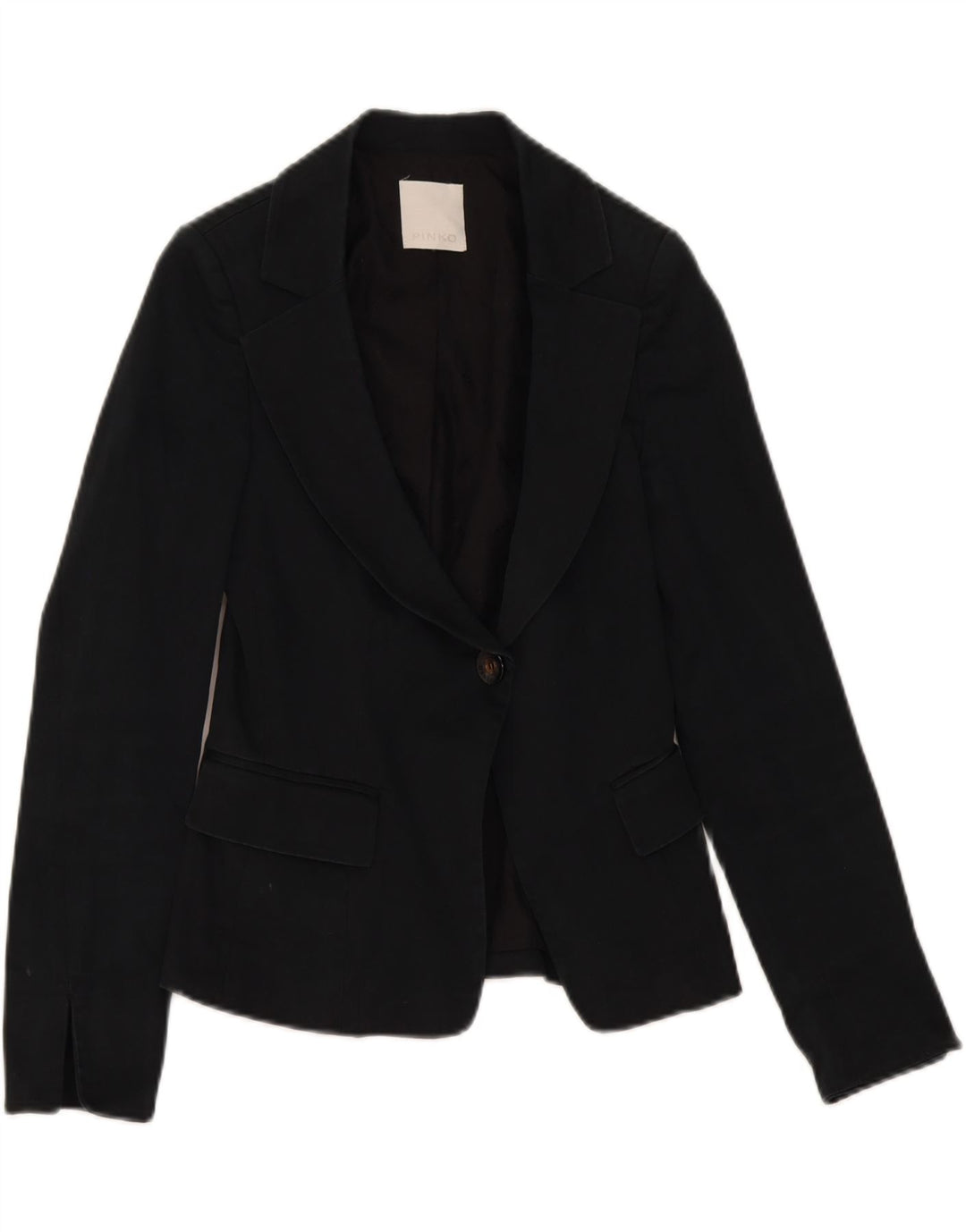 PINKO Womens 1 Button Blazer Jacket UK 8 Small Black Cotton Vintage Pinko and Second-Hand Pinko from Messina Hembry 