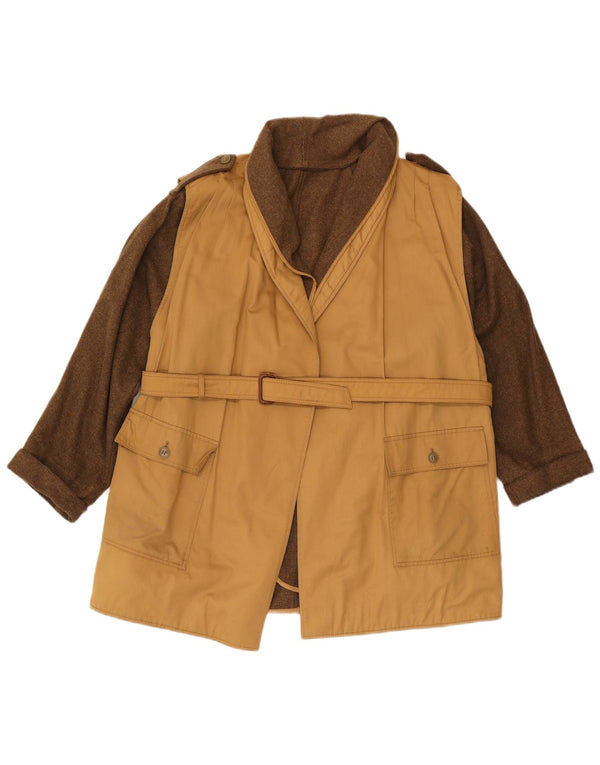 Vintage Damen Militärjacke UK 12 Mittelbeige Farbblock