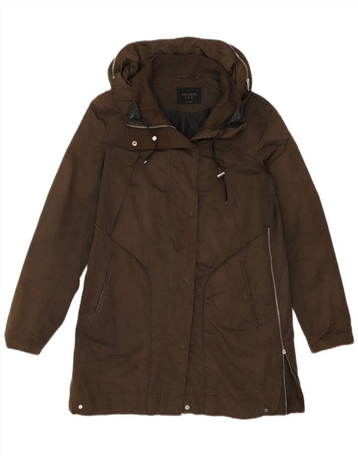 Zara Damen-Parka mit Kapuze, übergroß, Gr. 10, Khaki