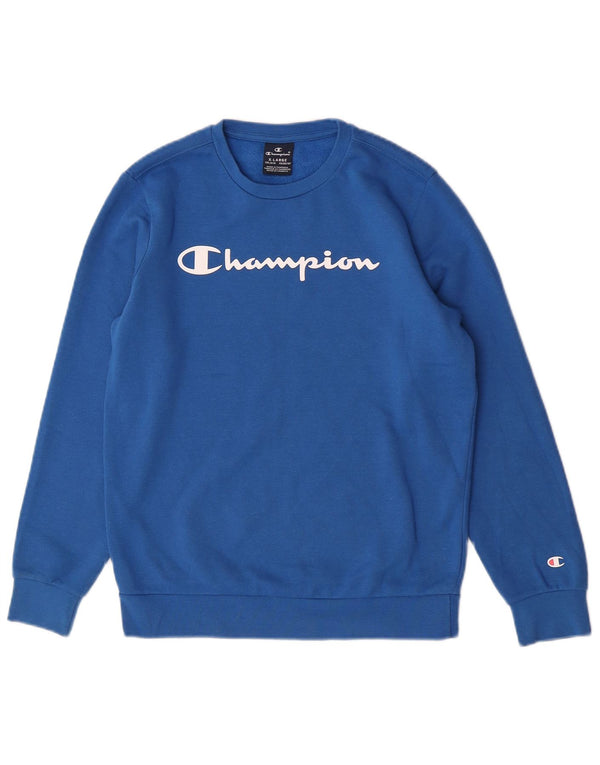 Champion Jungen-Sweatshirt mit Grafik, 13–14 Jahre, XL, blaue Baumwolle