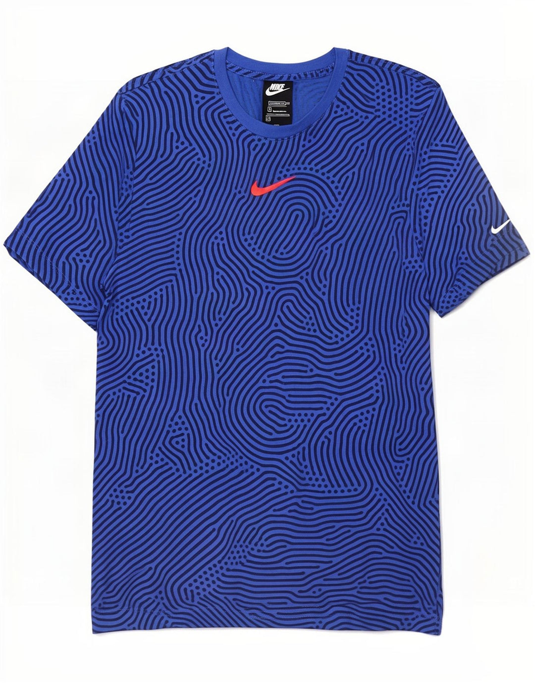 Nike Herren-T-Shirt mit Standard-Passform, mittelblaue geometrische Baumwolle