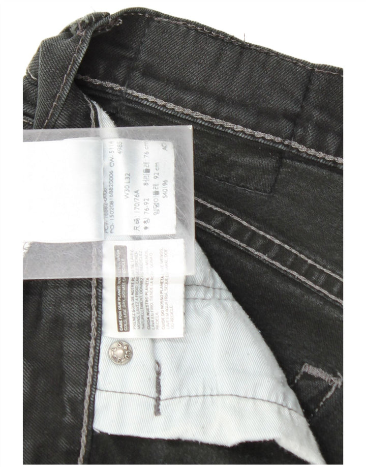 LEVI'S Herren 522 Straight Jeans W30 L28 Schwarze Baumwolle