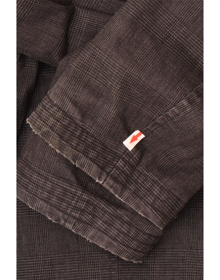 Fred Perry Herrenmantel UK 38 mittelgrau karierte Baumwolle