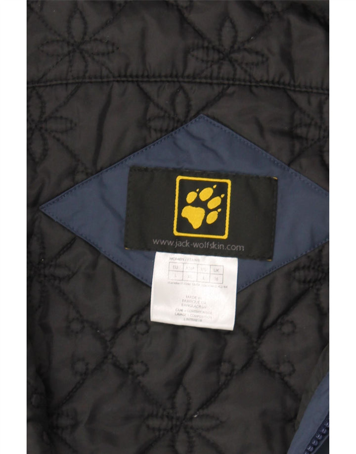 JACK WOLFSKIN Womens Hooded Windbreaker Jacket UK 16 Large Navy Blue Vintage Jack Wolfskin and Second-Hand Jack Wolfskin from Messina Hembry 