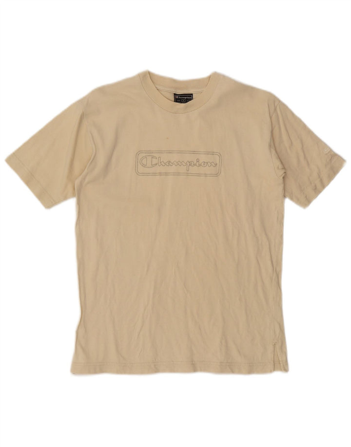 Champion Womens Graphic T-Shirt Top UK 10 Small Beige Baumwolle