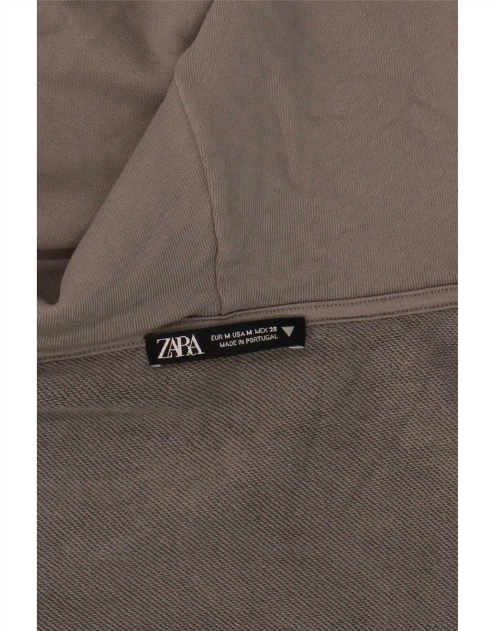 Zara Womens Hooded Arm Crop Top UK 12 Mittelgrau