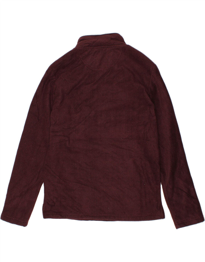 LONDON FOG Mens Zip Neck Sweatshirt Jumper Medium Maroon Chevron Polyester Vintage London Fog and Second-Hand London Fog from Messina Hembry 