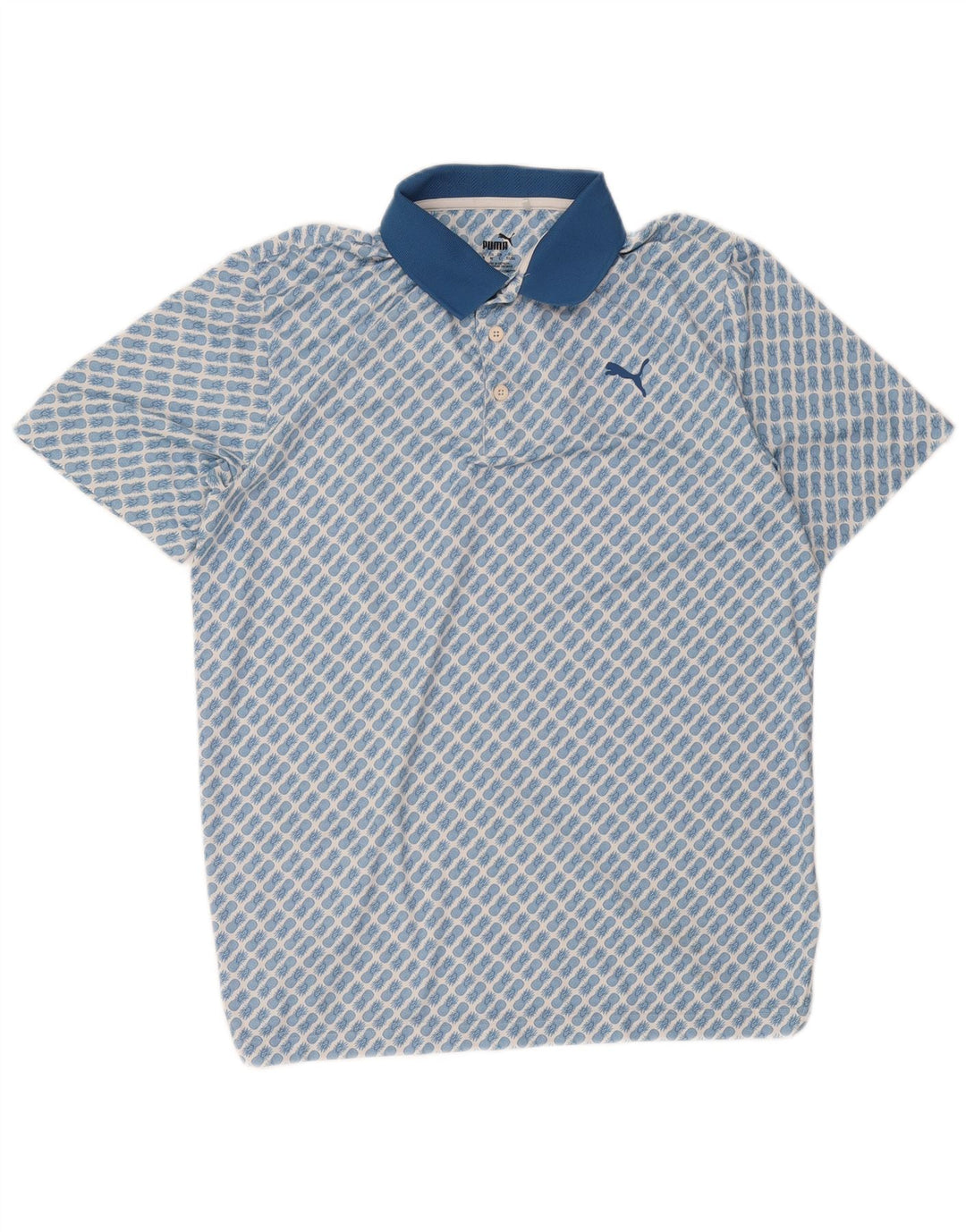 Puma Herren Poloshirt mit abstraktem Muster, groß, Blau, Festival