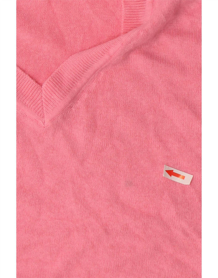 Marks & Spencer Damen-Pullover mit V-Ausschnitt, UK 14, Mittelrosa, Acryl