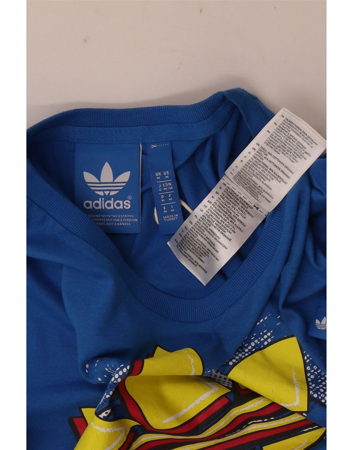 Adidas Herren Grafik-T-Shirt aus mittelblauer Baumwolle