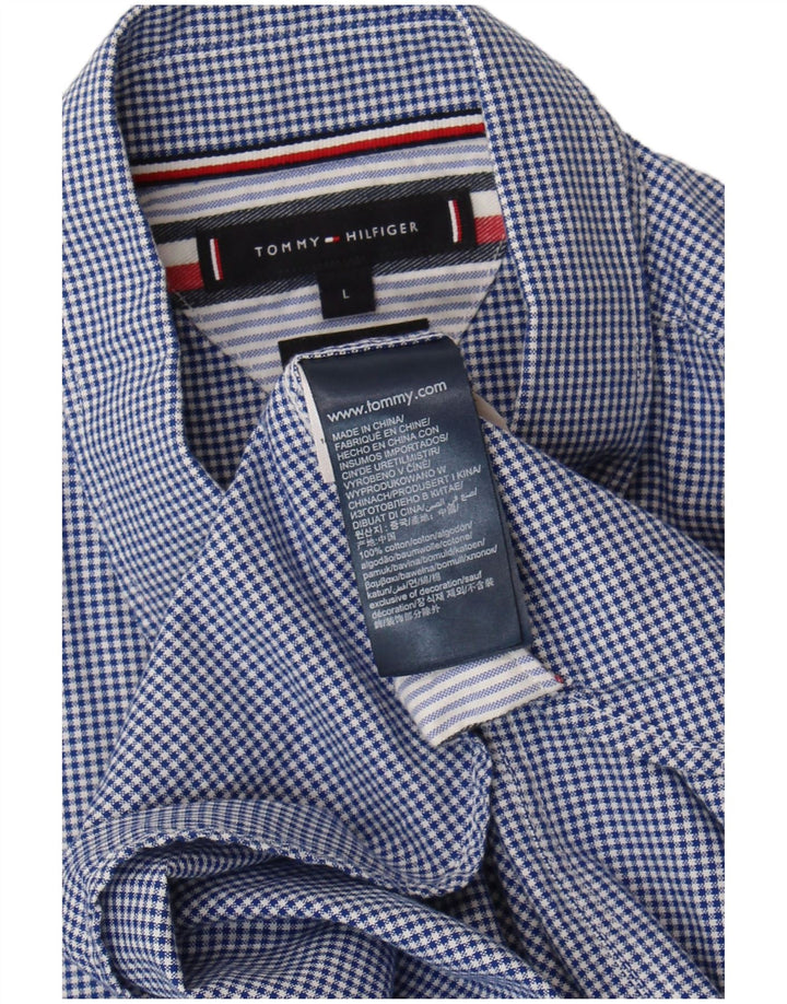 Tommy Hilfiger Herrenhemd, große blaue Gingham-Baumwolle
