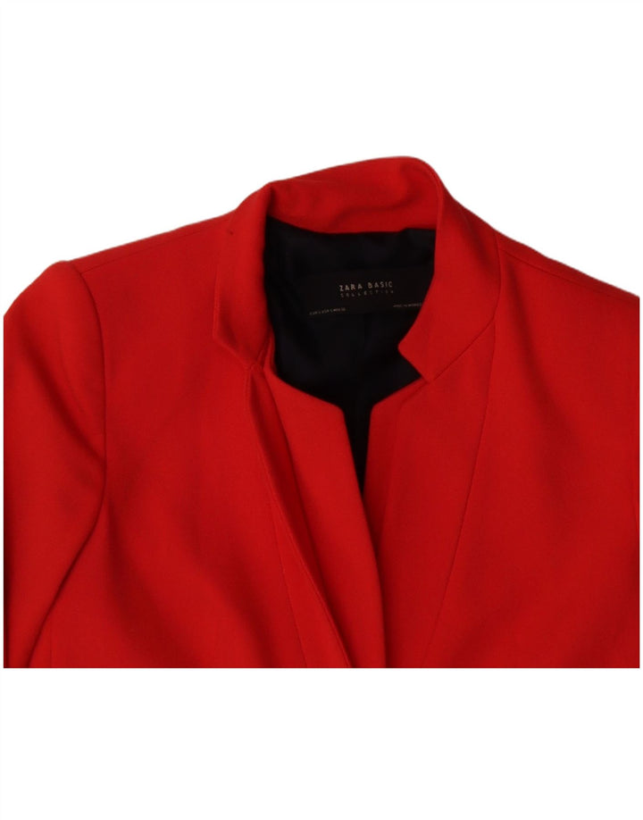 ZARA Womens Open Blazer Jacket UK 10 Small Red Polyester