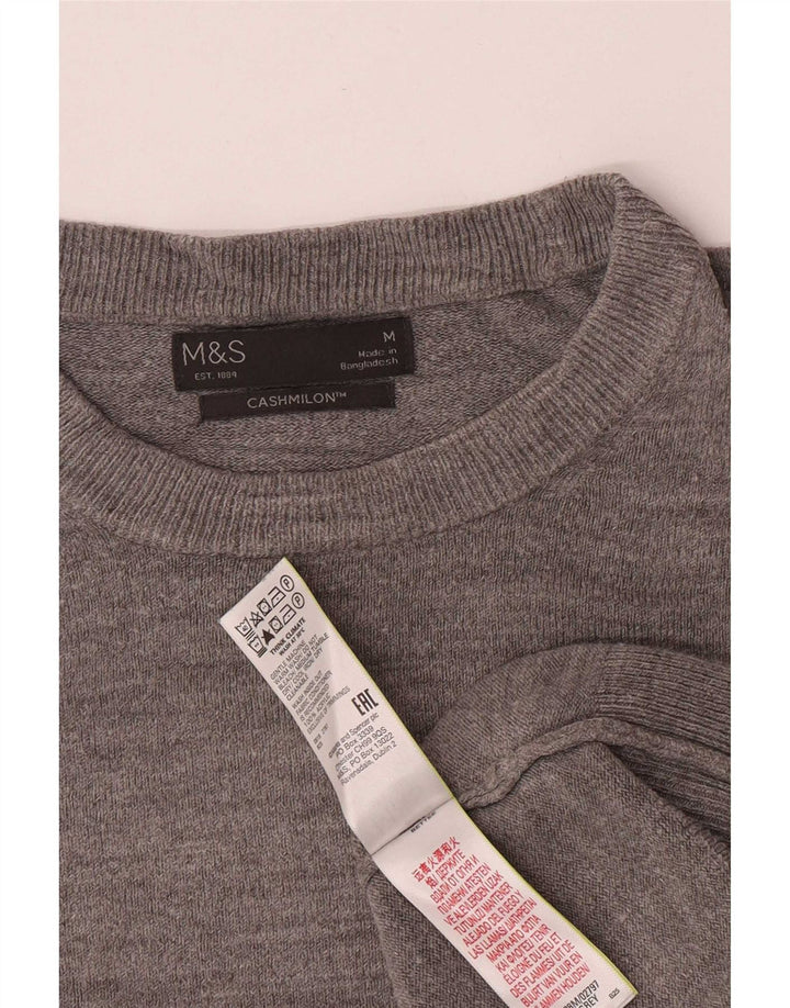 Marks & Spencer Herren-Pullover mit U-Boot-Ausschnitt, mittelgraues Acryl