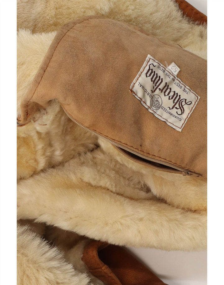 Vintage Herren Shearling Jacke IT 52 XL Braun Shearling