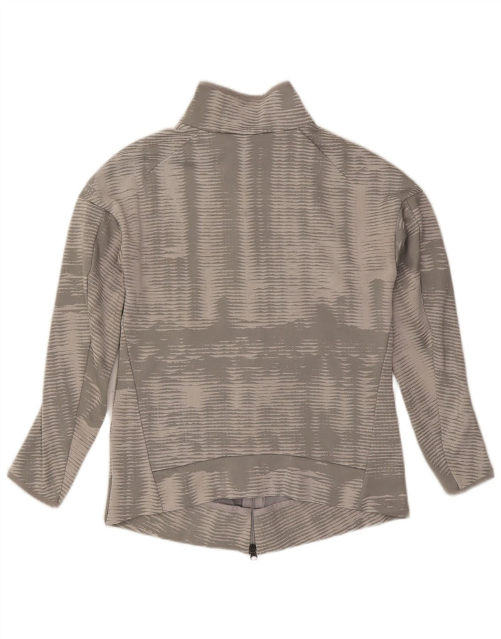 ADIDAS Damen Trainingsanzug Top Jacke UK 12/14 Mittelgrau gestreift Polyester