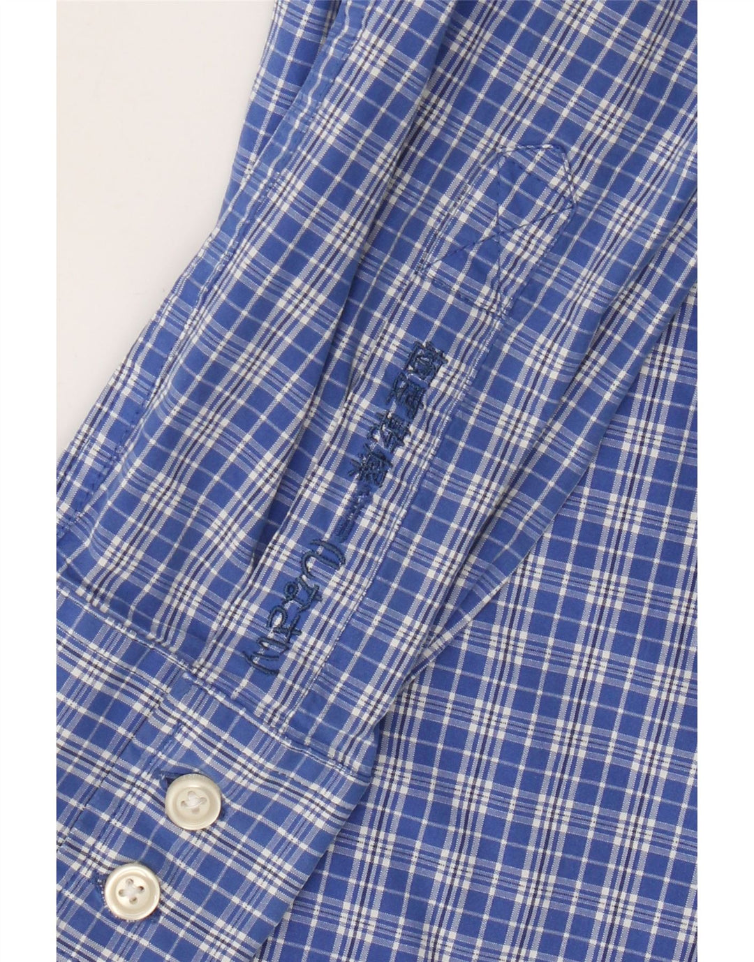 Superdry Herrenhemd aus mittelblau karierter Baumwolle
