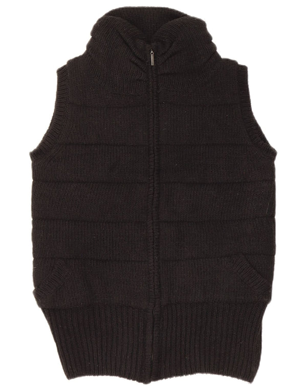 Zara Damen Strickweste UK 14 Medium Schwarz Acryl