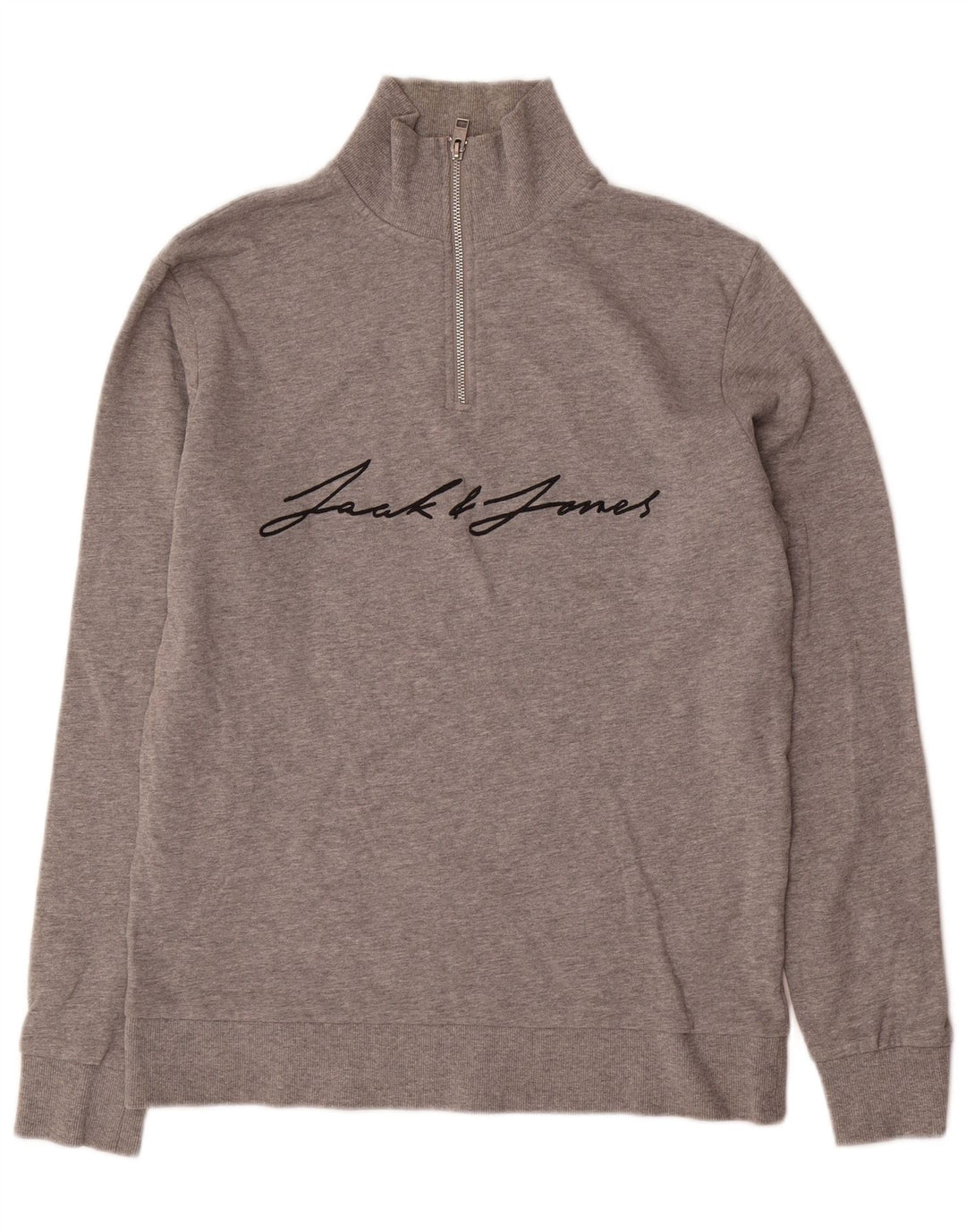 Jack & Jones Herren-Sweatshirt mit grafischem Reißverschluss, Größe L, grau gefleckt
