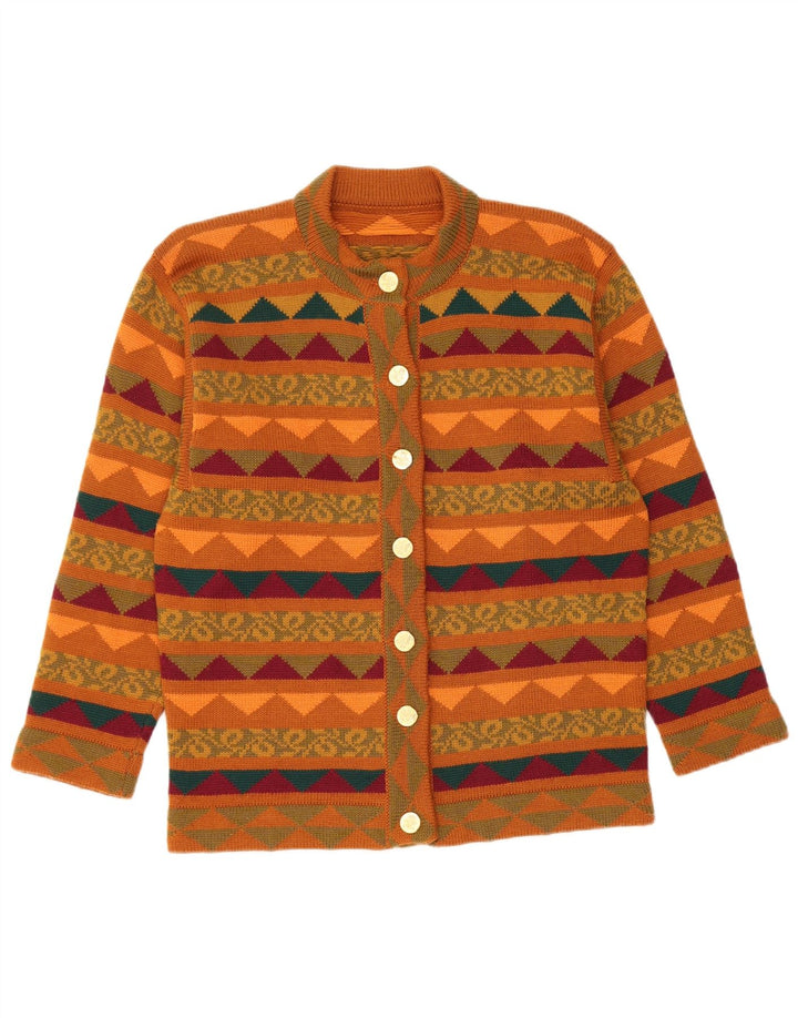 VINTAGE Damen Strick-2-teiliges Rock-Set UK 14 Medium W28 Braun Geometrisch