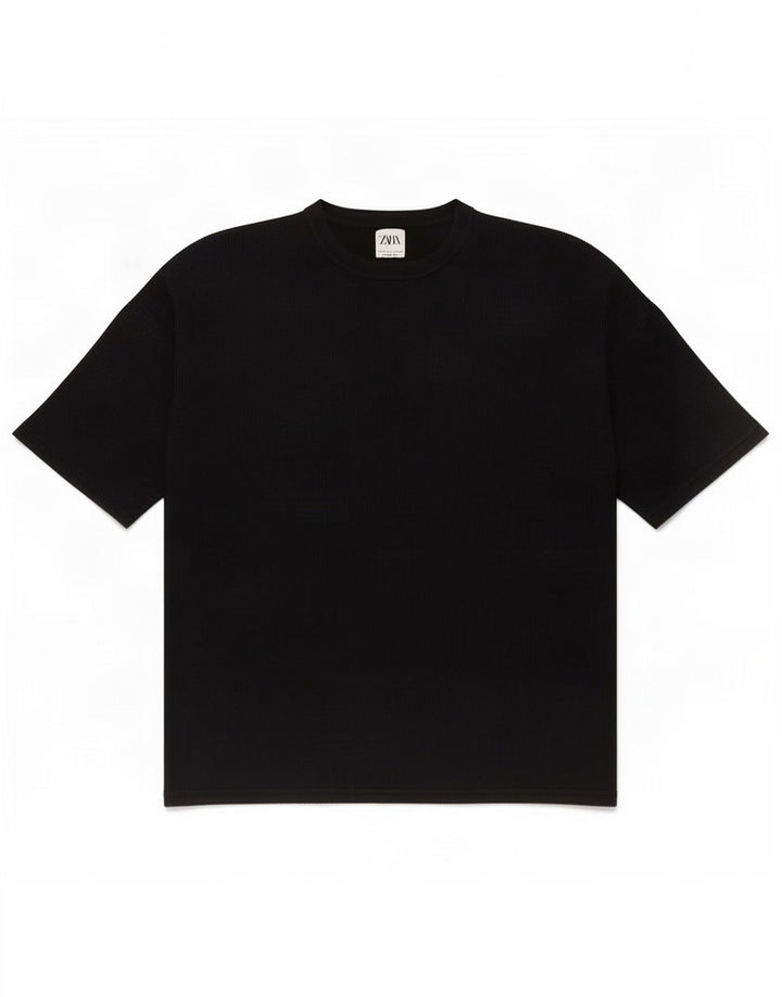 Zara Herren T-Shirt Top Large Schwarz Baumwolle