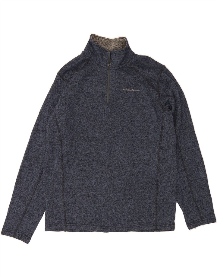 EDDIE BAUER Mens Zip Neck Sweatshirt Jumper Large Blue Flecked Polyester Vintage Eddie Bauer and Second-Hand Eddie Bauer from Messina Hembry 