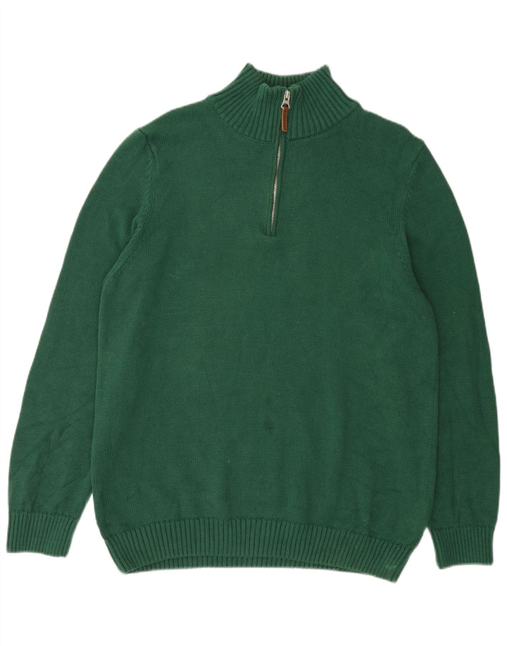 SUPERDRY Herren-Pullover mit Reißverschluss am Hals, 2XL, grüne Baumwolle