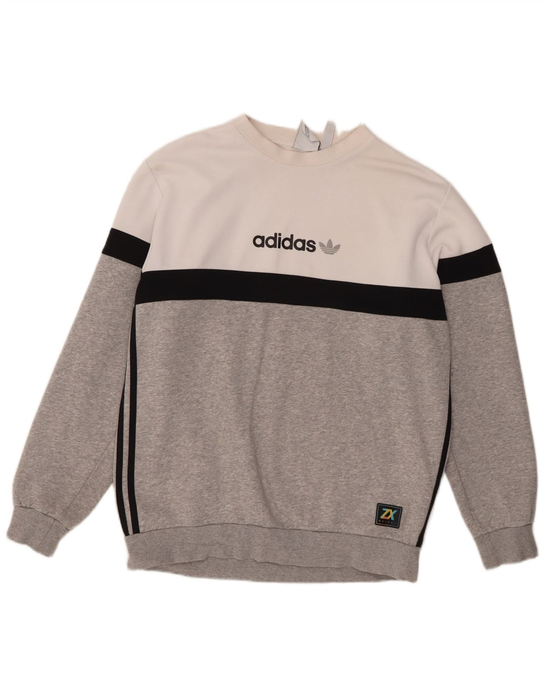 Adidas Herren Grafik-Sweatshirt-Pullover, groß, graue Farbblock-Baumwolle
