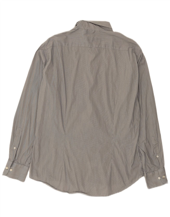 FRED PERRY Herren Slim Fit Hemd XL Grau Nadelstreifen Baumwolle