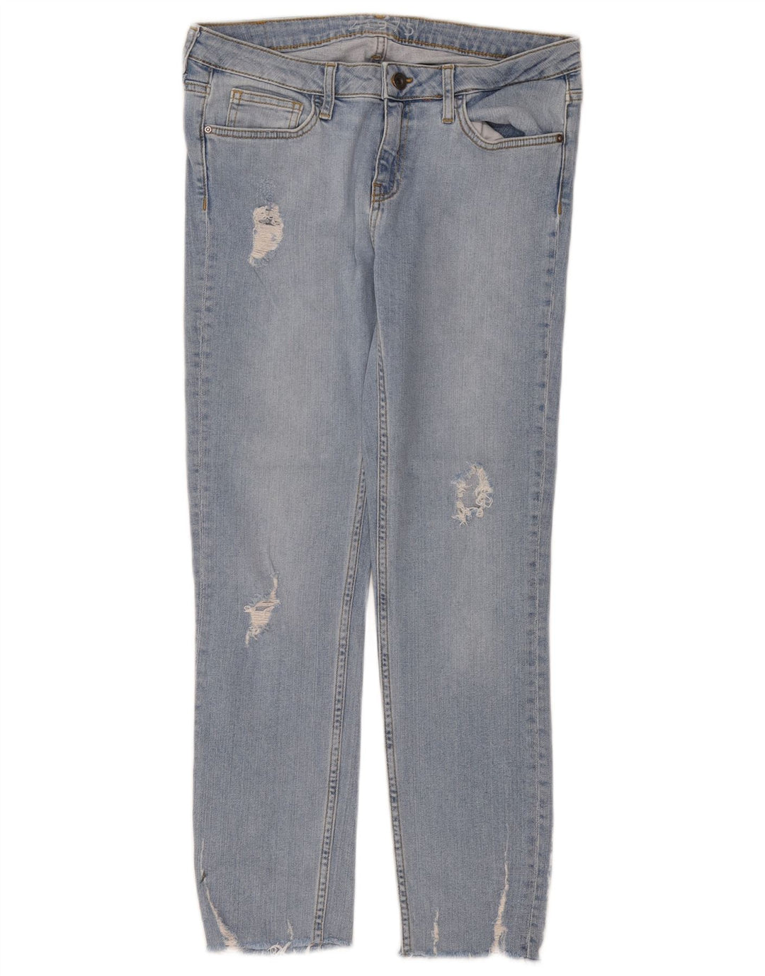 Zara Damen Distressed Slim Jeans EU 38 Small W28 L26 Blau