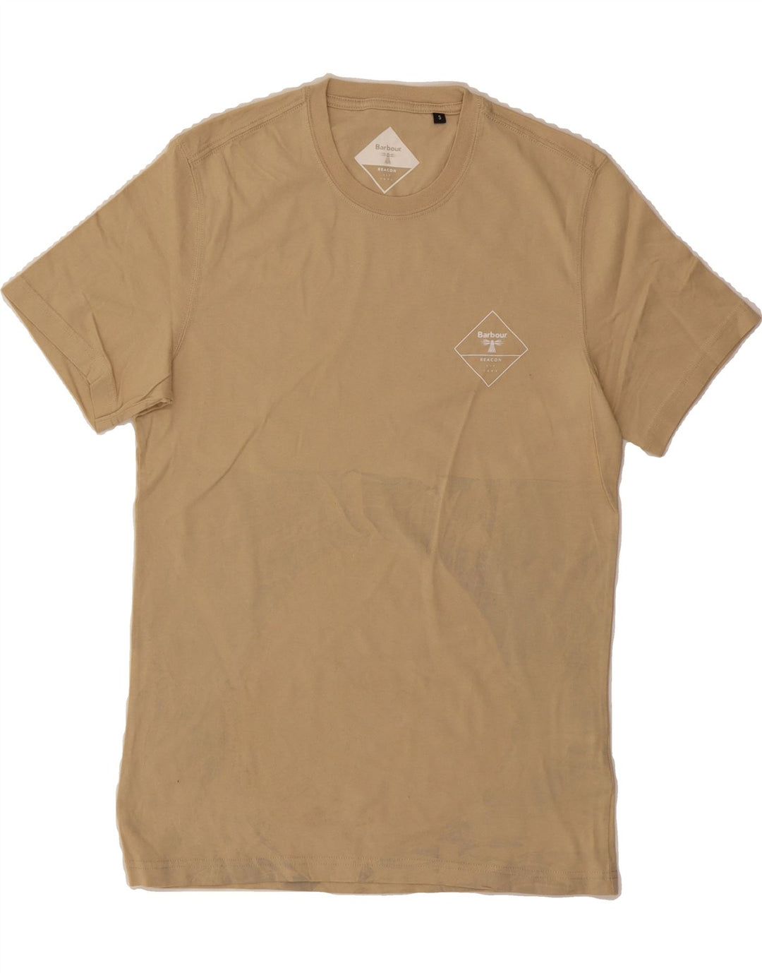 BARBOUR Mens T-Shirt Top Small Beige Cotton Vintage Barbour and Second-Hand Barbour from Messina Hembry 