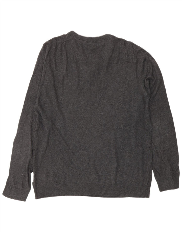 TED BAKER Herren-Pullover mit V-Ausschnitt, Größe 4, große graue Baumwolle