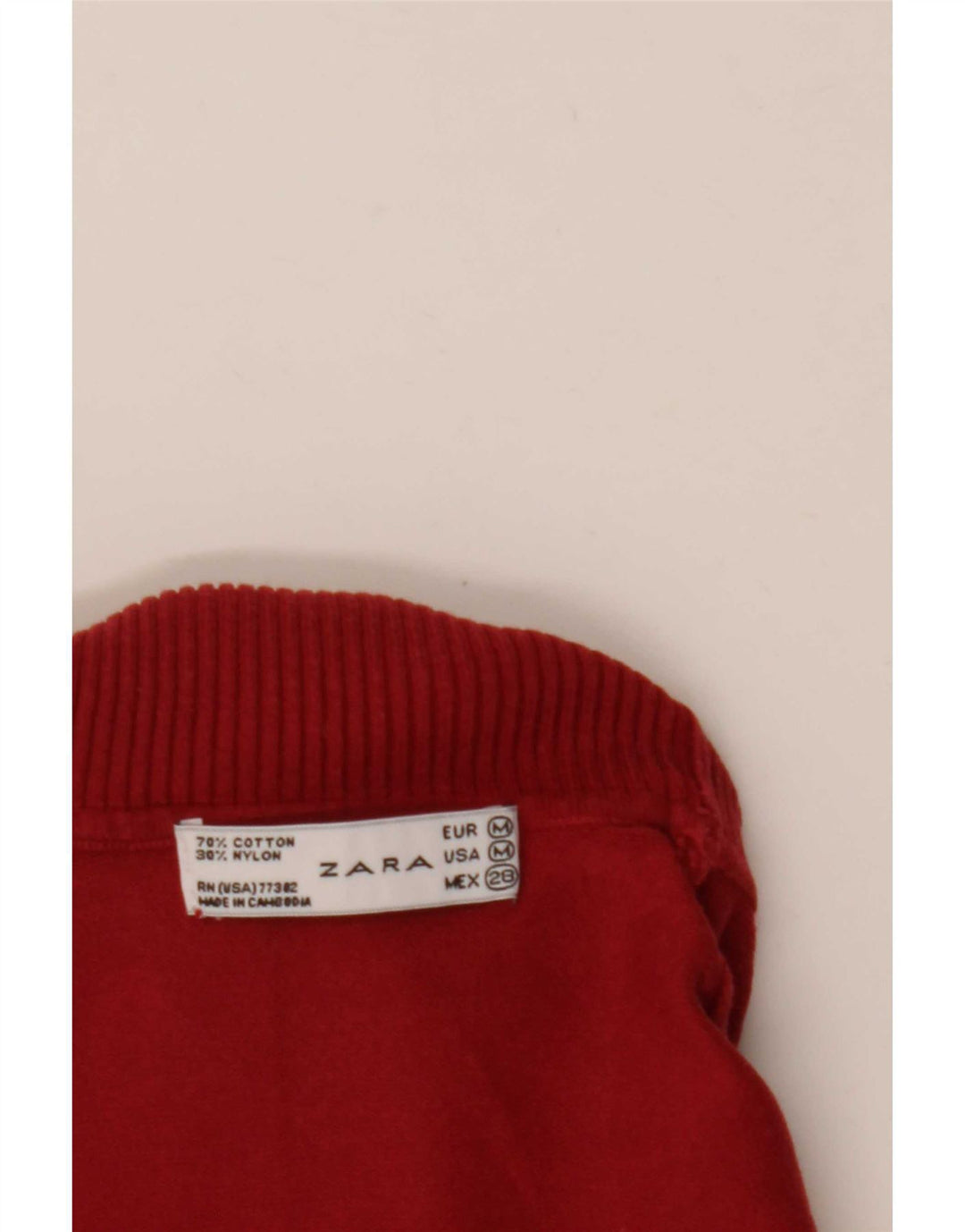 Zara Damen-Pullover mit Rollkragen, UK 12, mittelrote Baumwolle
