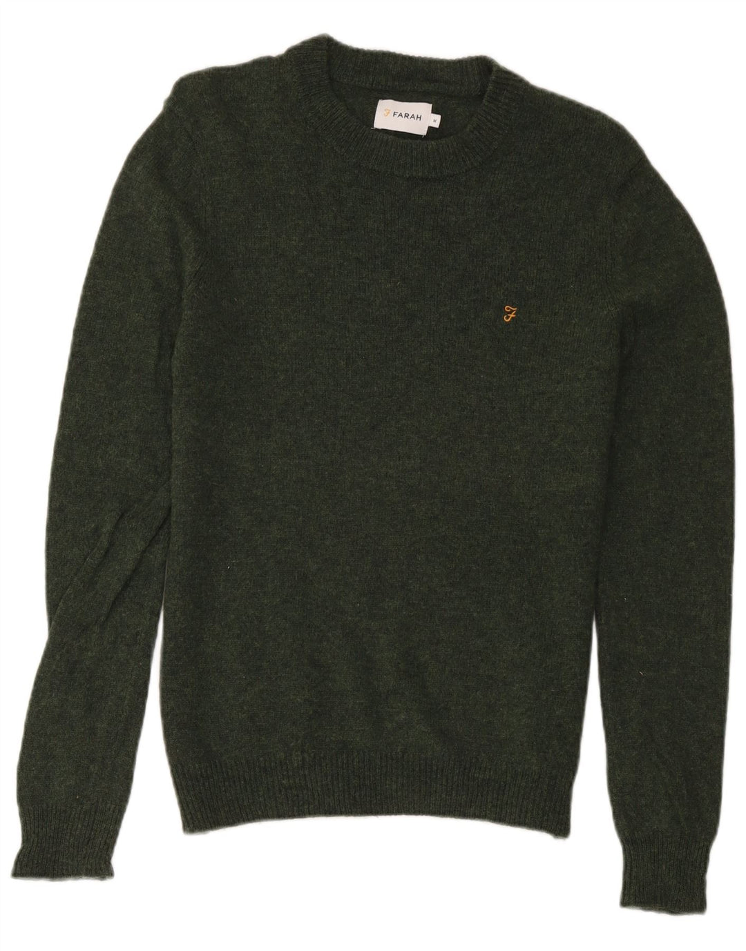 Farah Herren-Pullover mit Rundhalsausschnitt, mittelgrüne Lammwolle