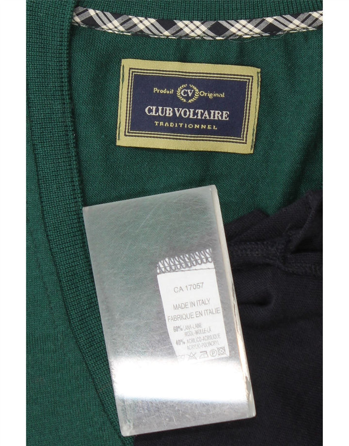 Club Voltaire Herren-Weste-Tanktop aus mittelgrüner Colourblock-Wolle