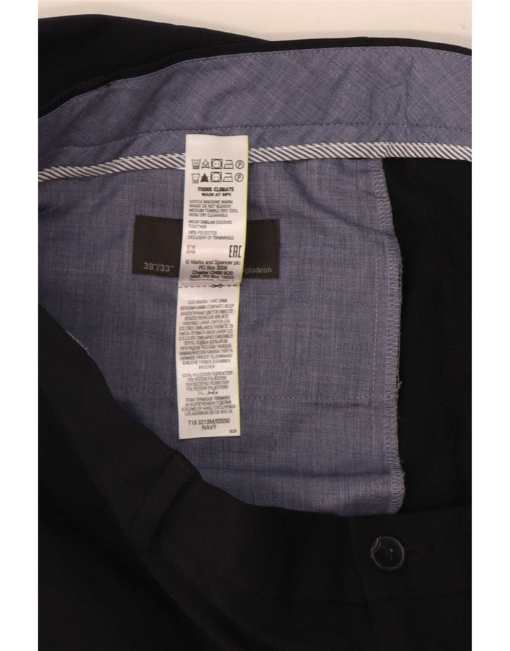 Marks & Spencer Herren-Chinohose mit normaler Passform, W38 L33, marineblaues Polyester