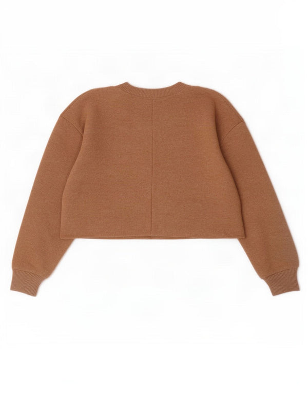 Zara Damen Crop Sweatshirt Pullover UK 14 Medium Beige Polyester