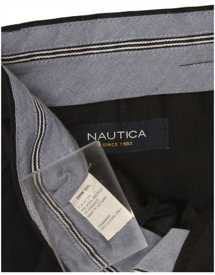 NAUTICA Herren-Anzughose mit Pegged-Anzug, W38, L30, schwarze Wolle