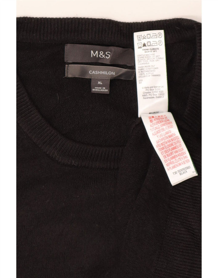 MARKS & SPENCER Herren-Pullover mit Rundhalsausschnitt, XL, schwarzes Acryl
