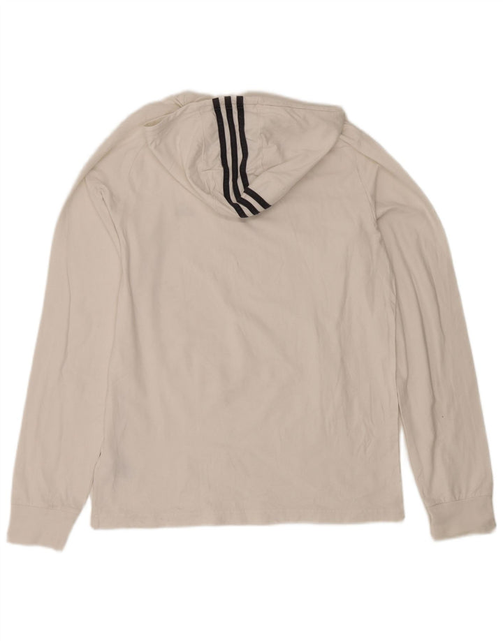 Adidas Herren-Kapuzenoberteil, langärmelig, groß, aus weißer Baumwolle