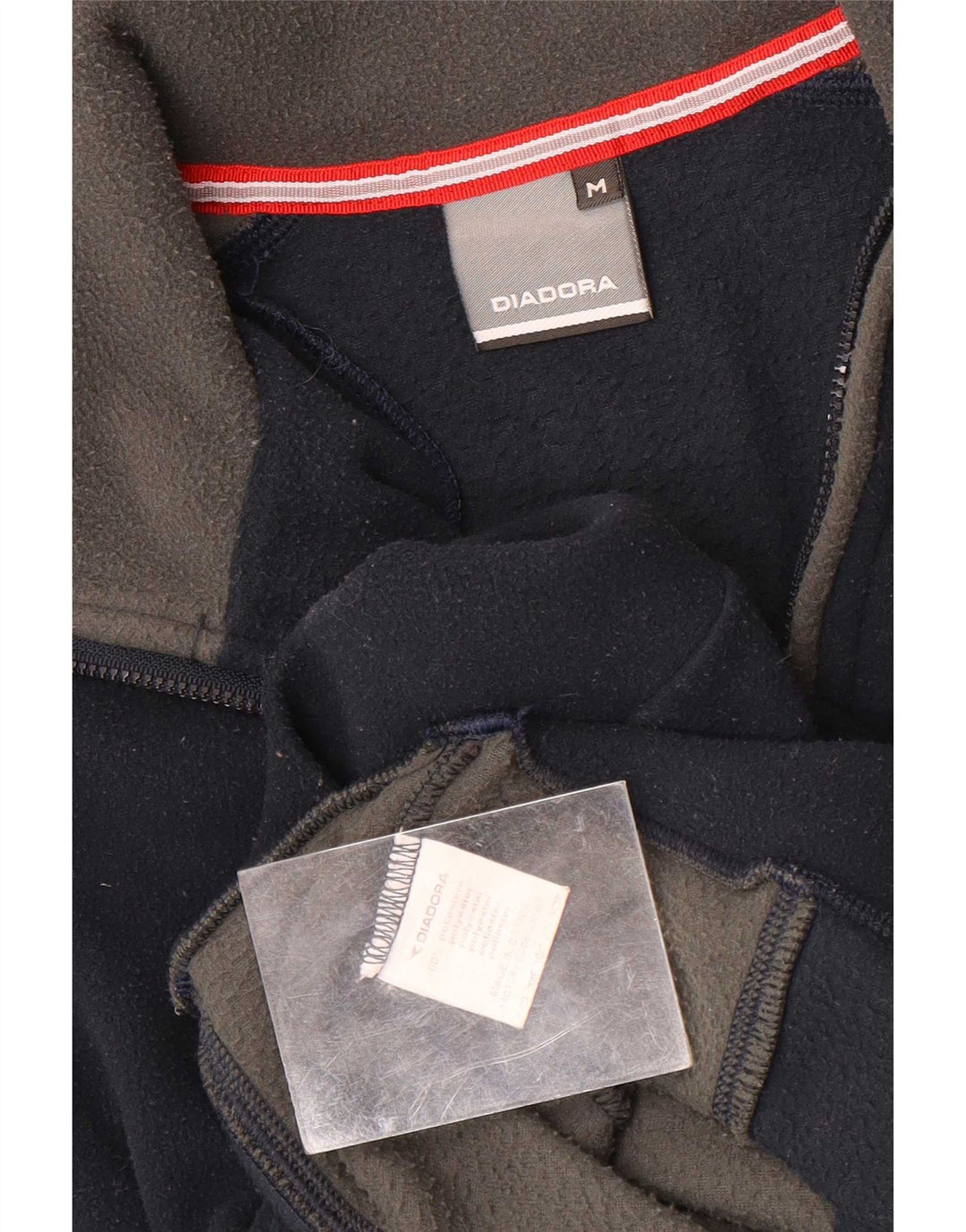 Diadora Herren-Fleecepullover mit Reißverschluss am Hals, Mittelgroßes marineblaues Farbblock-Polyester