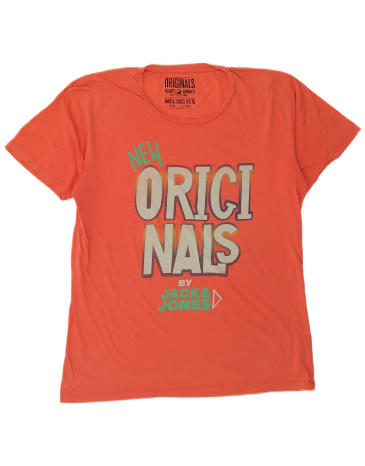 Jack & Jones Herren Grafik T-Shirt Top 2XL Orange