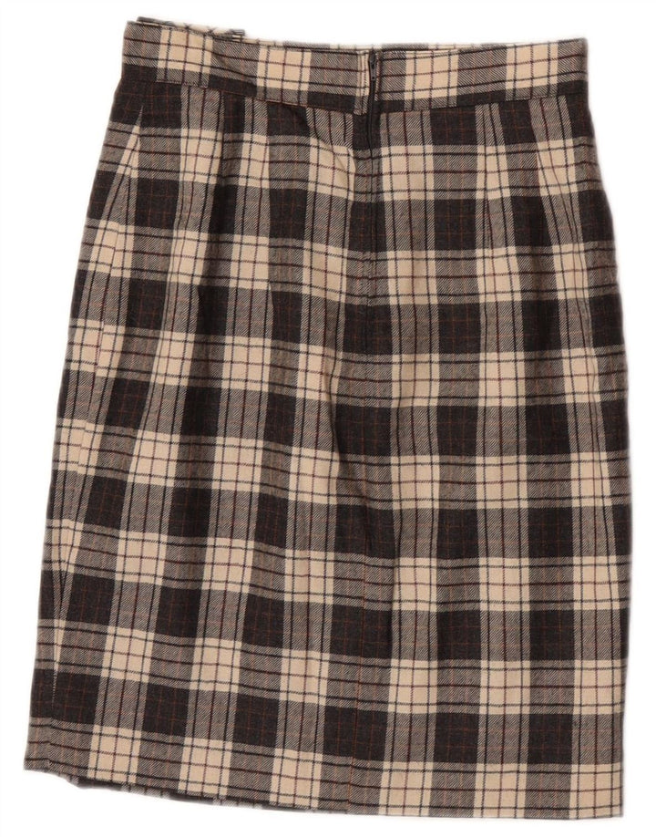 Ferrone Damen gerader Rock IT 40 Small W25 grau karierte Wolle